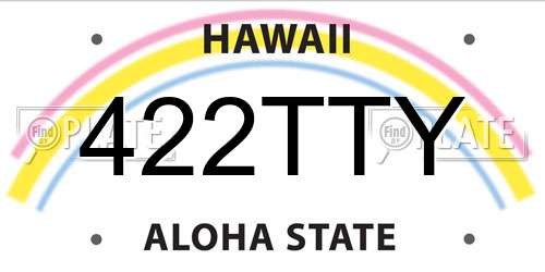 422TTY Hawaii License Plate