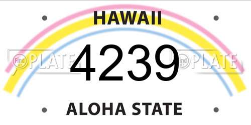 4239 Hawaii License Plate