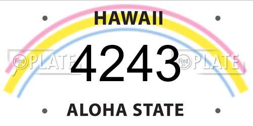 4243 Hawaii License Plate