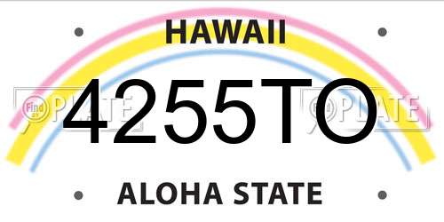 4255TO Hawaii License Plate