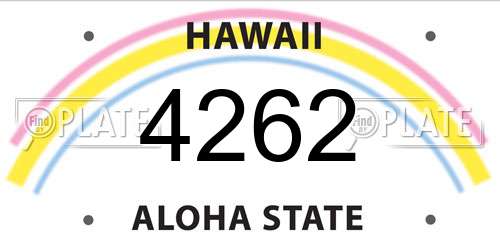 4262 Hawaii License Plate
