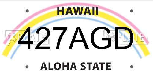 427AGD Hawaii License Plate
