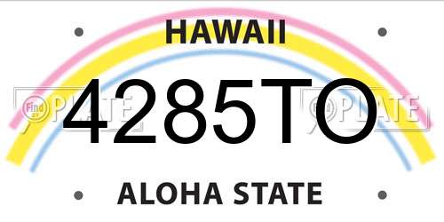 4285TO Hawaii License Plate
