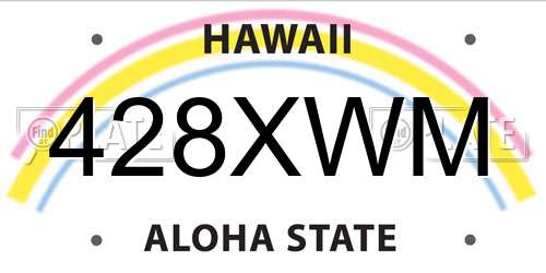 428XWM Hawaii License Plate