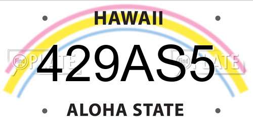 429AS5 Hawaii License Plate