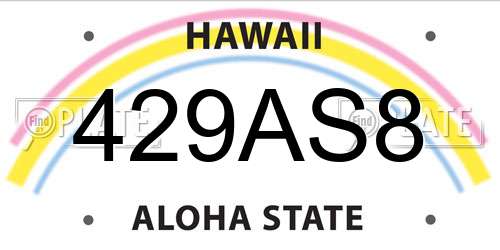 429AS8 Hawaii License Plate