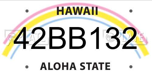 42BB132 Hawaii License Plate