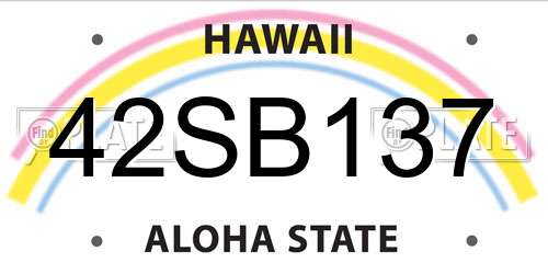 42SB137 Hawaii License Plate