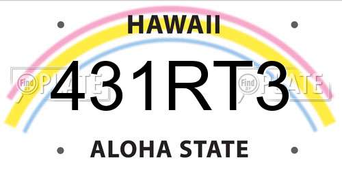 431RT3 Hawaii License Plate