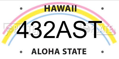 432AST Hawaii License Plate