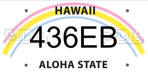 436EB Hawaii License Plate