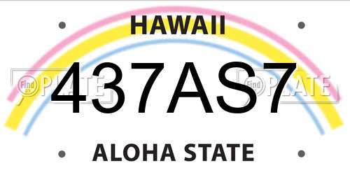 437AS7 Hawaii License Plate