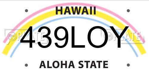 439LOY Hawaii License Plate