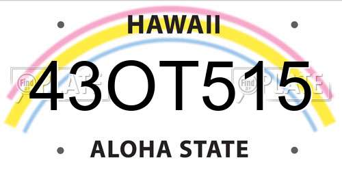 43OT515 Hawaii License Plate