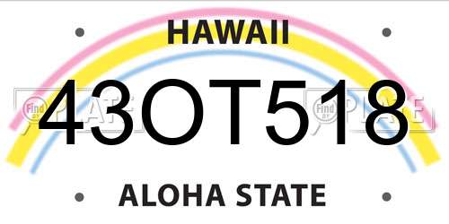 43OT518 Hawaii License Plate