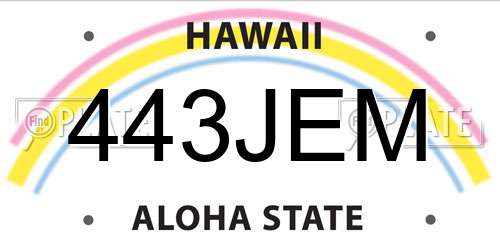 443JEM Hawaii License Plate