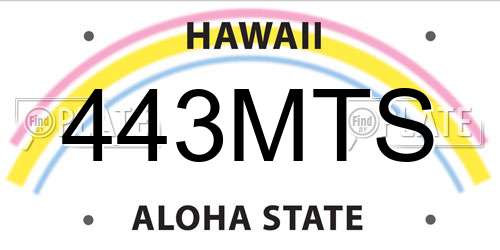 443MTS Hawaii License Plate
