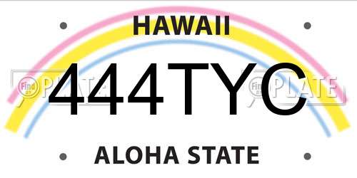 444TYC Hawaii License Plate