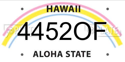 4452OF Hawaii License Plate
