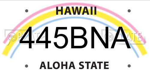445BNA Hawaii License Plate