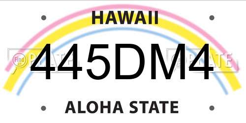 445DM4 Hawaii License Plate