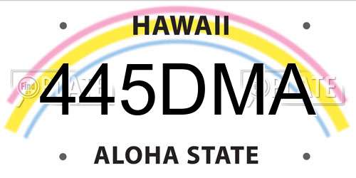 445DMA Hawaii License Plate