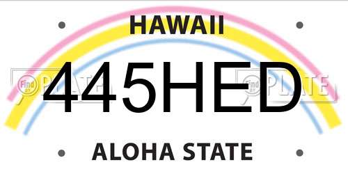 445HED Hawaii License Plate