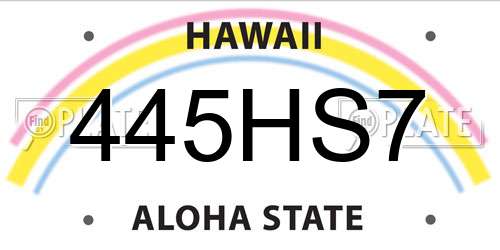 445HS7 Hawaii License Plate