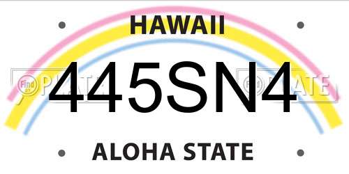 445SN4 Hawaii License Plate