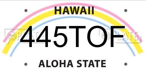 445TOF Hawaii License Plate