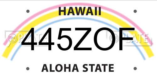 445ZOF Hawaii License Plate