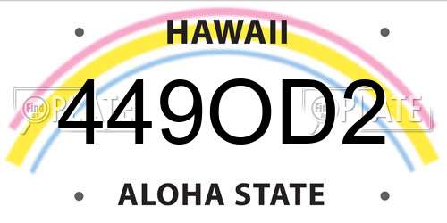 449OD2 Hawaii License Plate