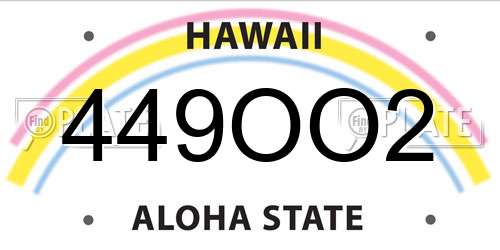 449OO2 Hawaii License Plate