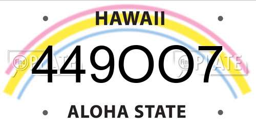 449OO7 Hawaii License Plate