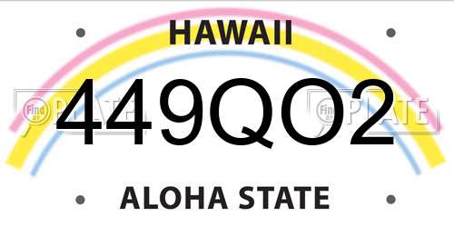 449QO2 Hawaii License Plate