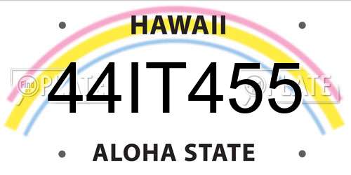 44IT455 Hawaii License Plate