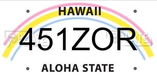451ZOR Hawaii License Plate