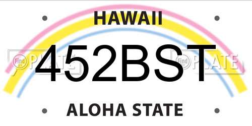 452BST Hawaii License Plate