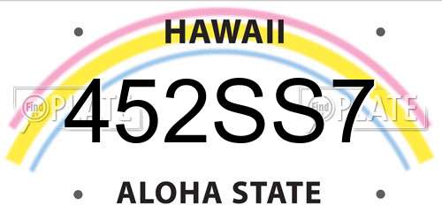 452SS7 Hawaii License Plate