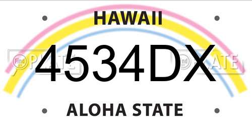 4534DX Hawaii License Plate