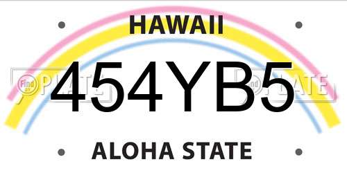 454YB5 Hawaii License Plate