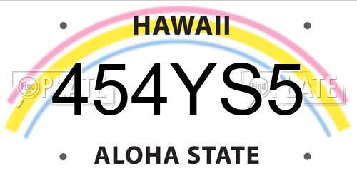 454YS5 Hawaii License Plate