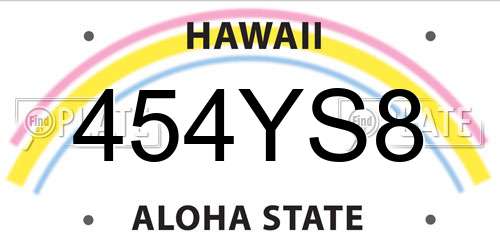 454YS8 Hawaii License Plate