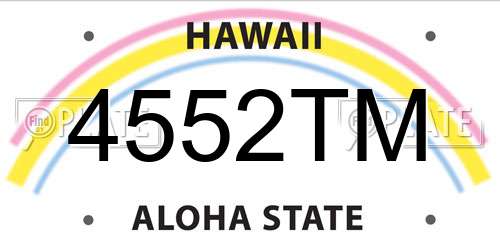 4552TM Hawaii License Plate