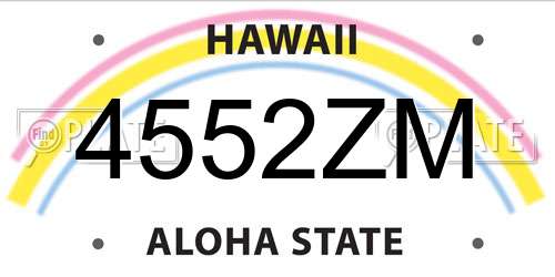 4552ZM Hawaii License Plate