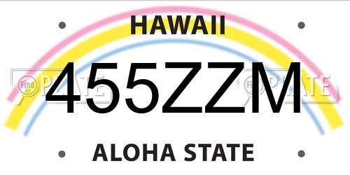 455ZZM Hawaii License Plate
