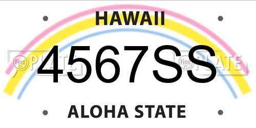 4567SS Hawaii License Plate