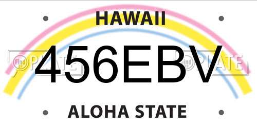 456EBV Hawaii License Plate