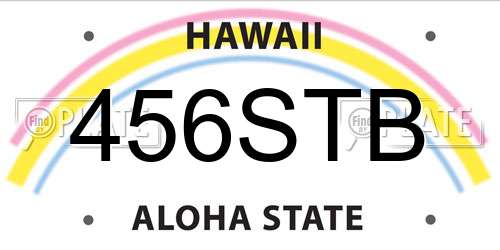456STB Hawaii License Plate