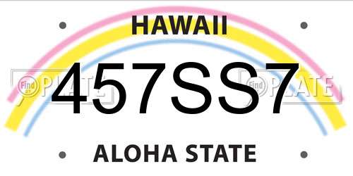 457SS7 Hawaii License Plate